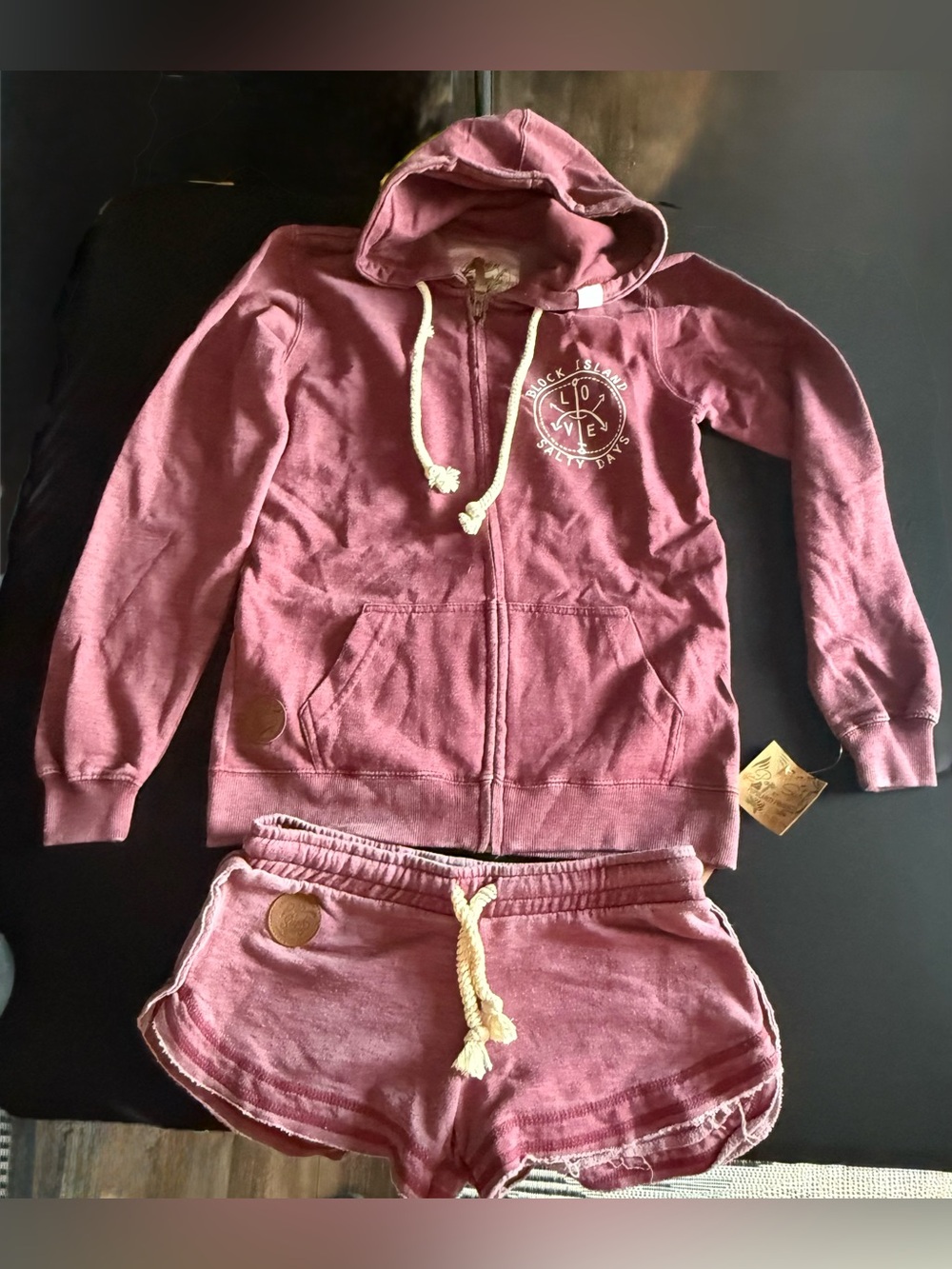 Cozy Zip Hoodie & Drawstring Shorts Set - Dusty Rose
